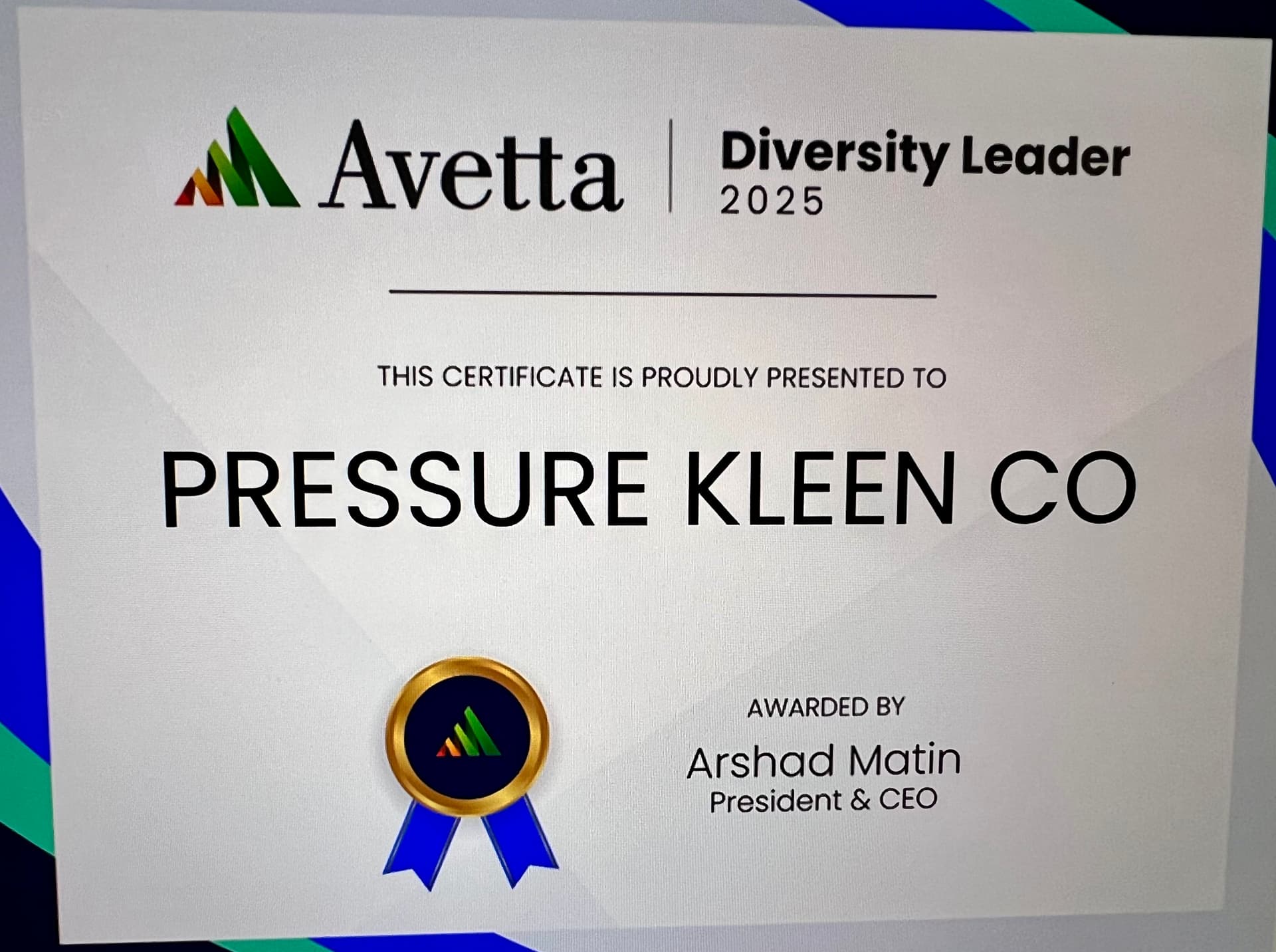 Pressure Kleen Co. Recognized as Avetta Diversity Leader 2025 image