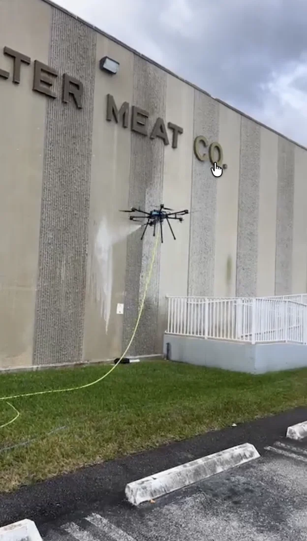 Drone building washing at Balter Meat Co.