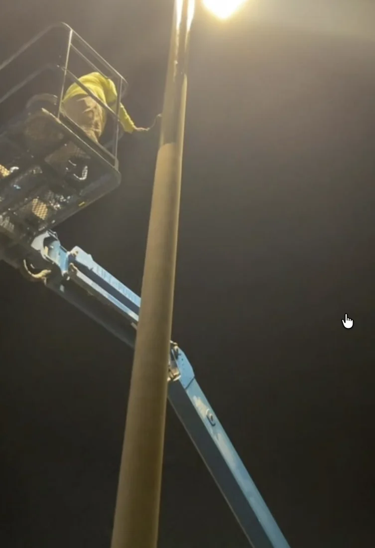 Overnight restoration of 20 Costco light poles.