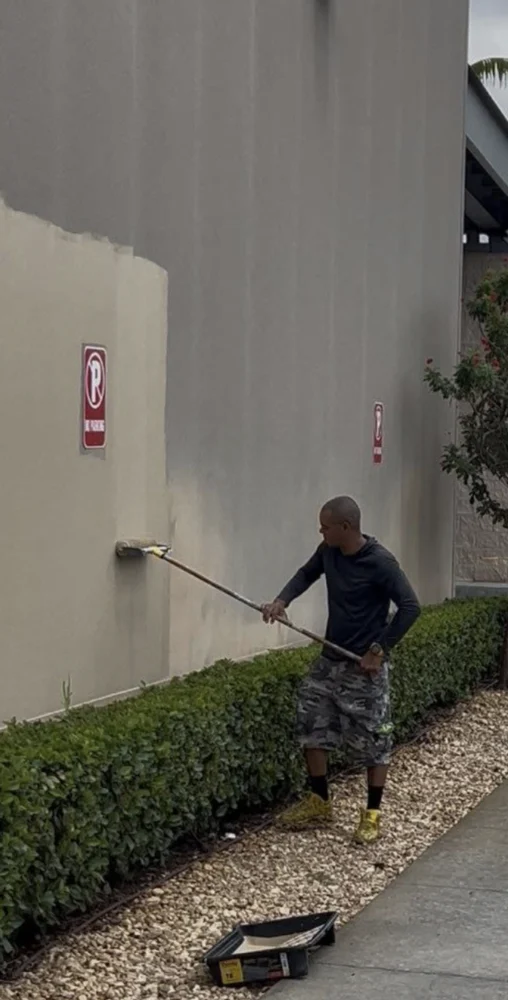 Exterior washing and painting at Costco in Miami.