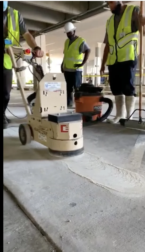 Thermoplastic stripe removal at Memorial West.