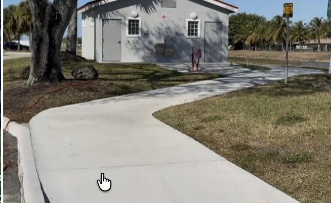 Sidewalks and walkways at Tamarac Veterans Park.
